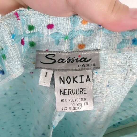 Vintage Sassia Blue Pants Small Silk Polka Dot - Picture 8 of 8